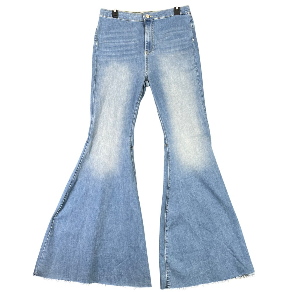 Free People Just Float On Flare Jeans Womens 30 High Rise Bell Bottom Raw Hem